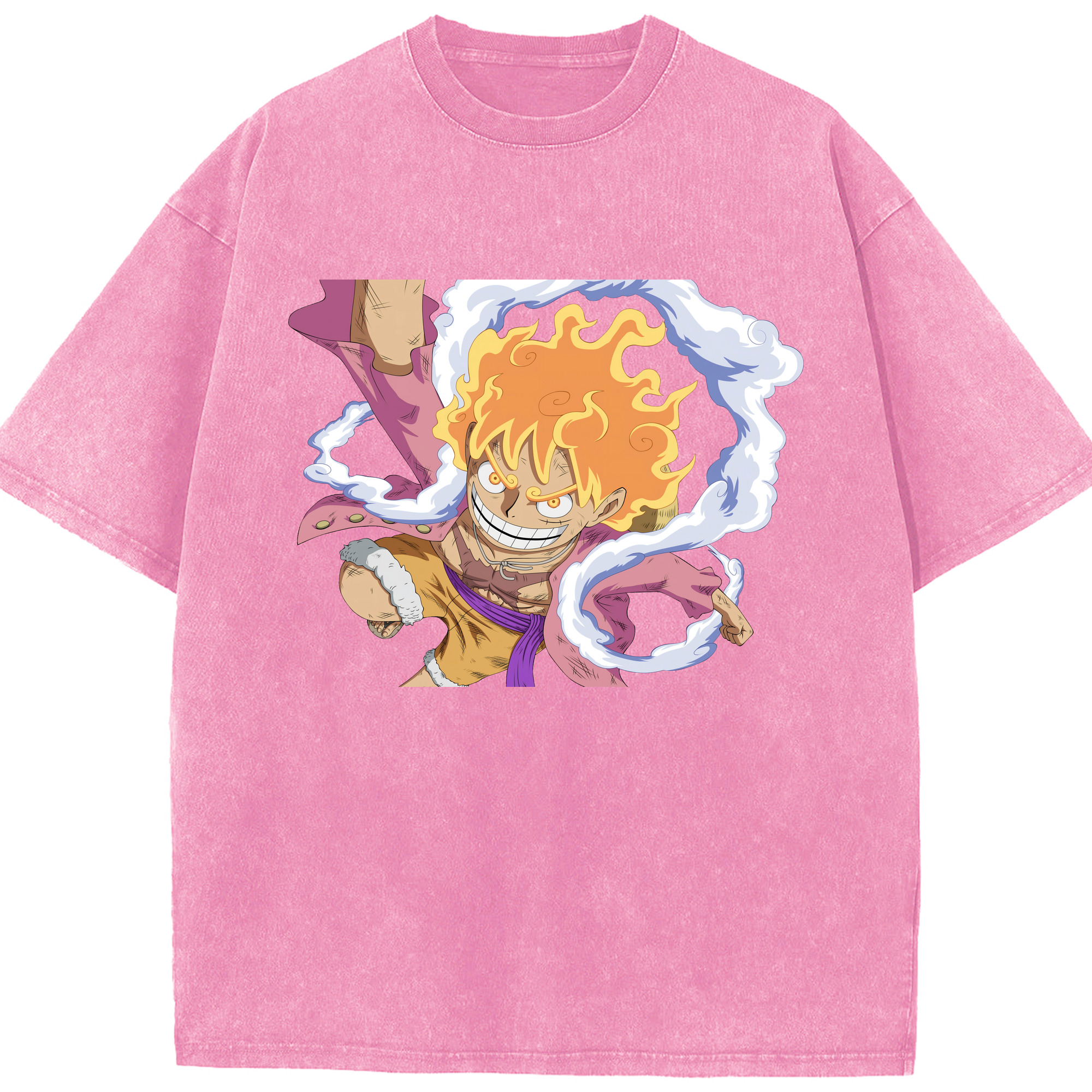 ワンピース モンキー・D・ルフィ ONE PIECE Monkey D. Luffy 綿100% ヴィンテージ風 半袖Tシャツ（フロントプリント）